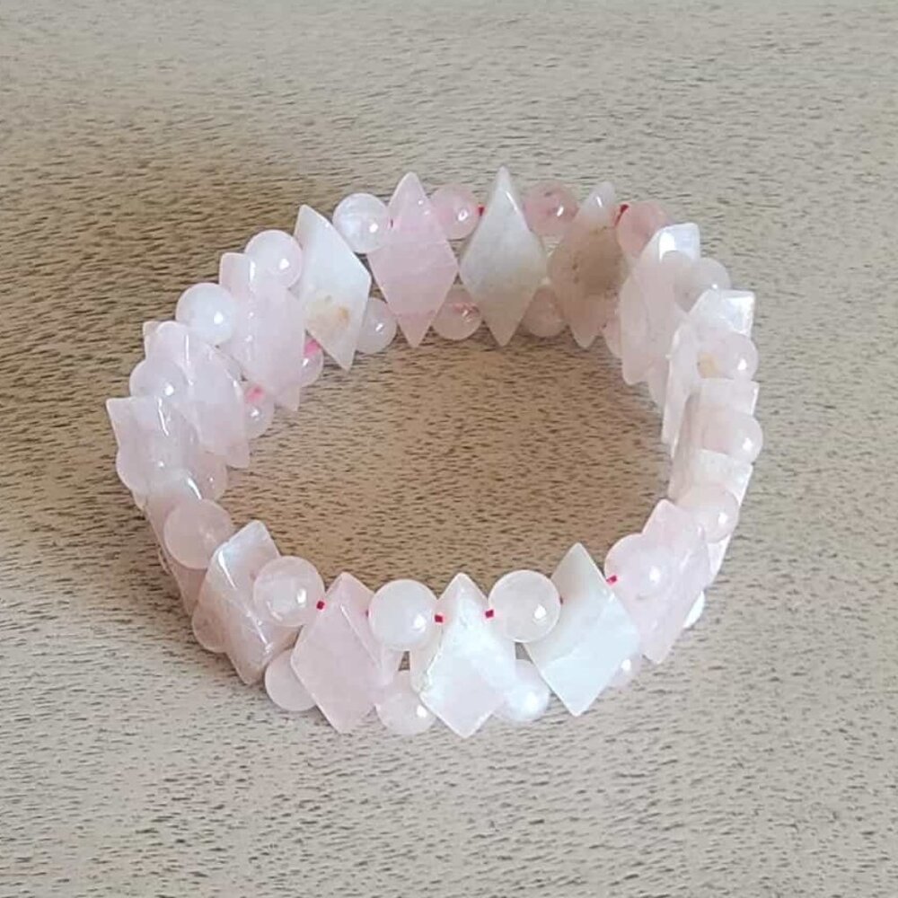 Rose Quartz Princess Cut Stretch Bracelet